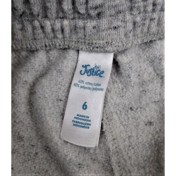 Justice Jogger Sweats Gray Pink Glitter Lettering Bling Girl's size 6 JH964 - Picture 3 of 3